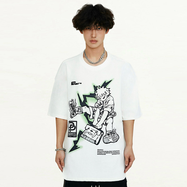 Anime cartoon line print short sleeves 2