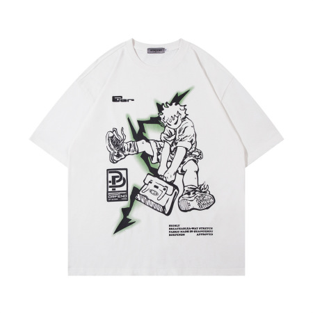 Anime cartoon line print short sleeves 2