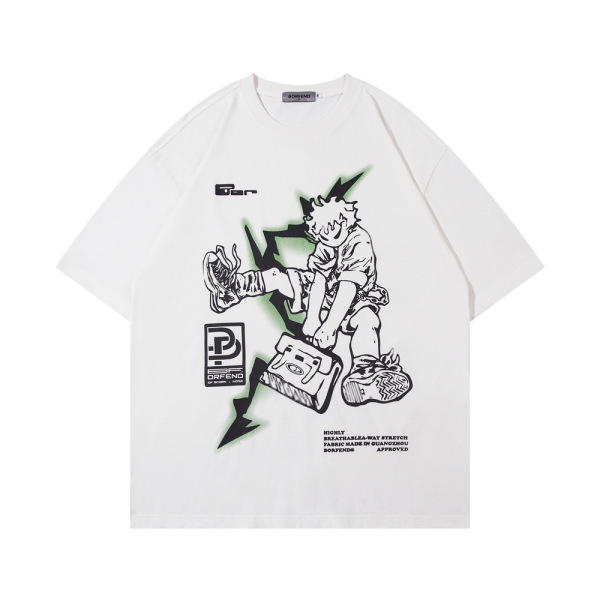 Anime cartoon line print short sleeves 2