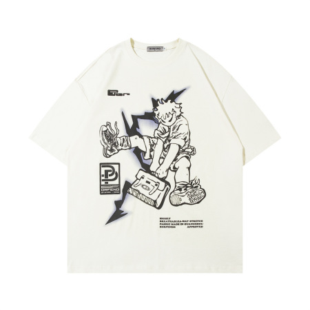 Anime cartoon line print short sleeves 2