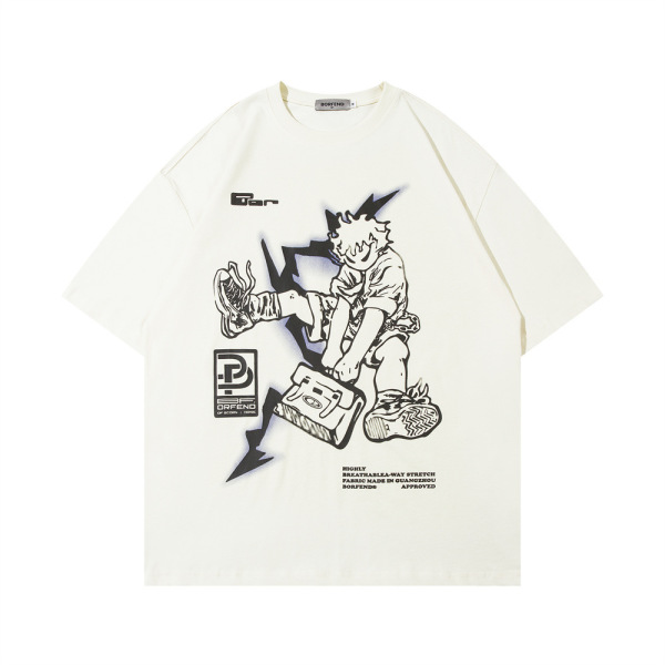 Anime cartoon line print short sleeves 2
