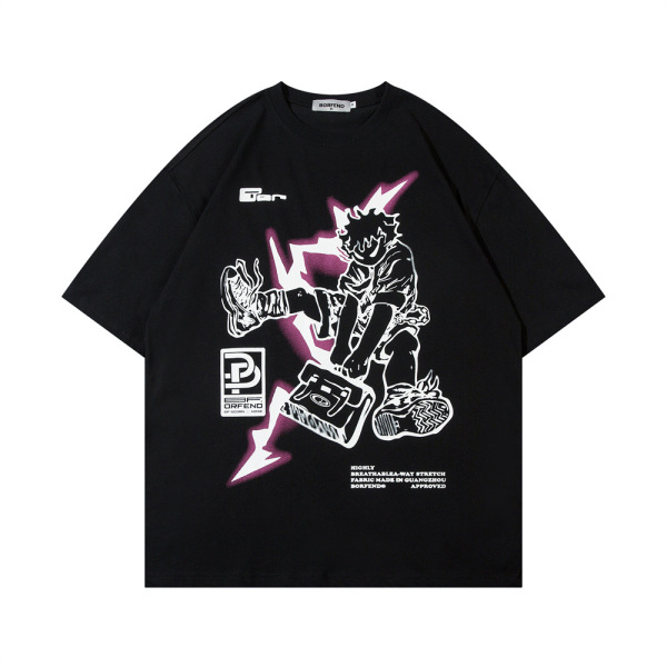 Anime cartoon line print short sleeves 2