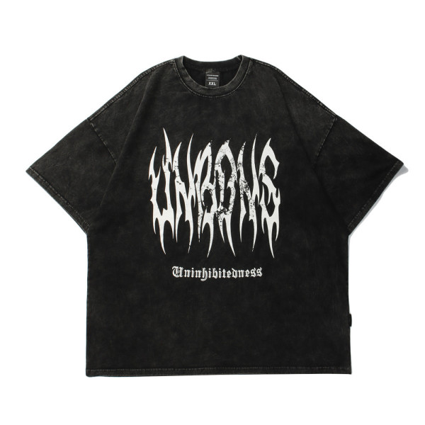 Dark style abstract print short-sleeved T-shirt 4