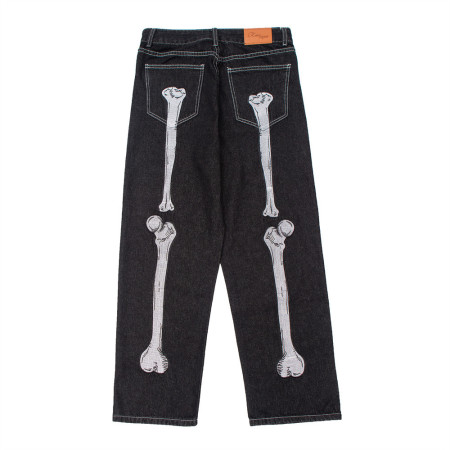 Dark skeleton embroidered jeans 34