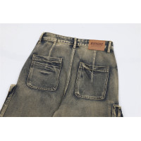 Wasteland style multi-pocket denim overalls 32
