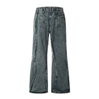 Irregular patchwork wavy line jeans 33