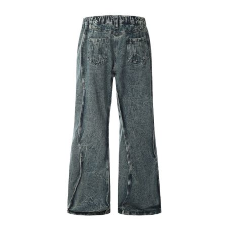 Irregular patchwork wavy line jeans 33