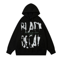 Dark blurred letter print hooded sweatshirt 42