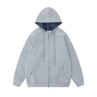 Solid color simple hooded cardigan sweatshirt 44