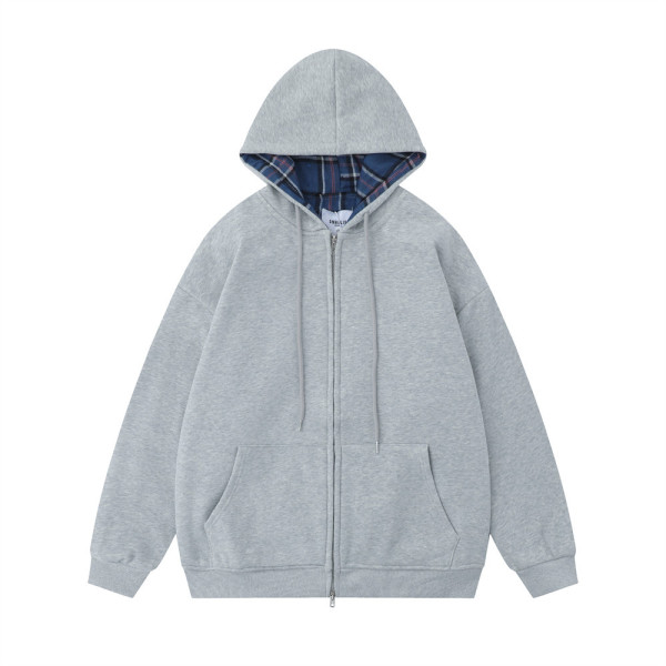 Solid color simple hooded cardigan sweatshirt 44