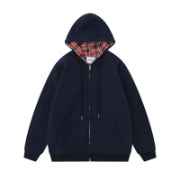 Solid color simple hooded cardigan sweatshirt 44
