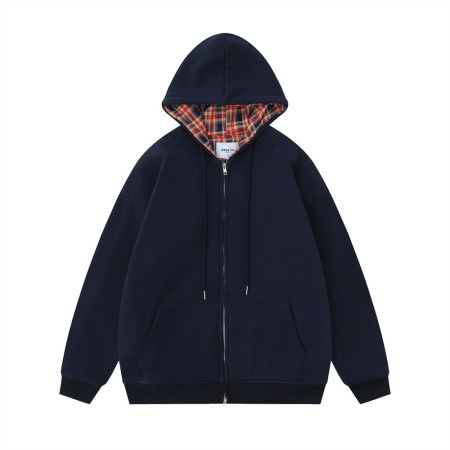 Solid color simple hooded cardigan sweatshirt 44