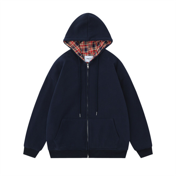 Solid color simple hooded cardigan sweatshirt 44