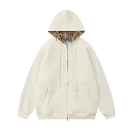 Solid color simple hooded cardigan sweatshirt 44