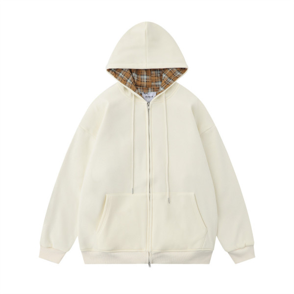 Solid color simple hooded cardigan sweatshirt 44