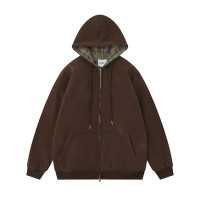 Solid color simple hooded cardigan sweatshirt 44