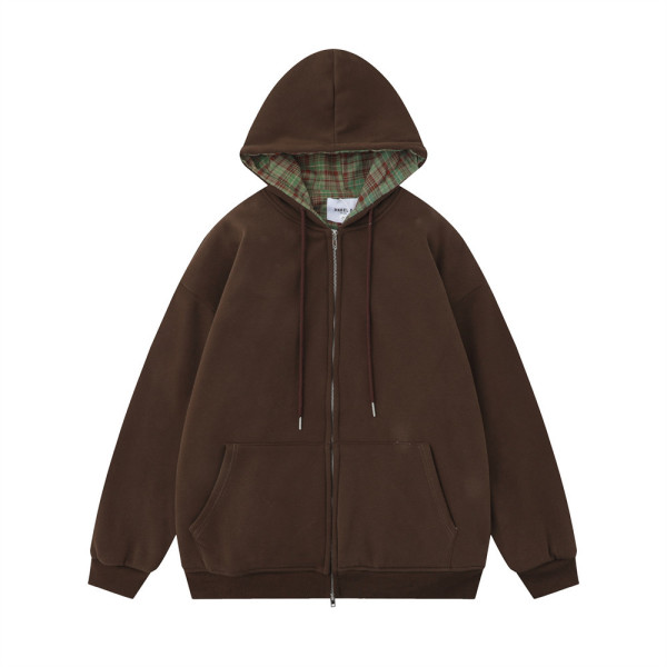Solid color simple hooded cardigan sweatshirt 44