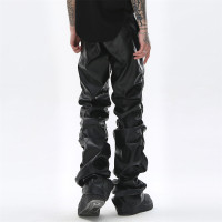 Glossy pleated PU leather pants 53