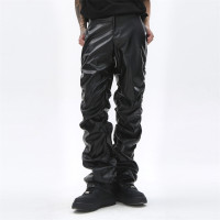 Glossy pleated PU leather pants 53