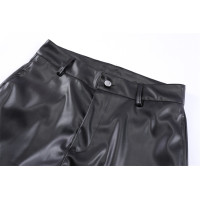 Glossy pleated PU leather pants 53