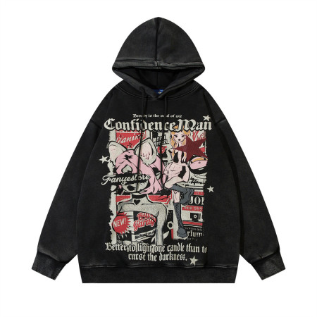 Trendy high street anime cartoon print hooded sweatshirt 43